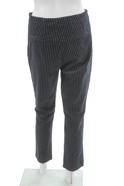 Frame Womens Cropped Dress Pants Dark Blue Striped Zip 98% Cotton Size 2
