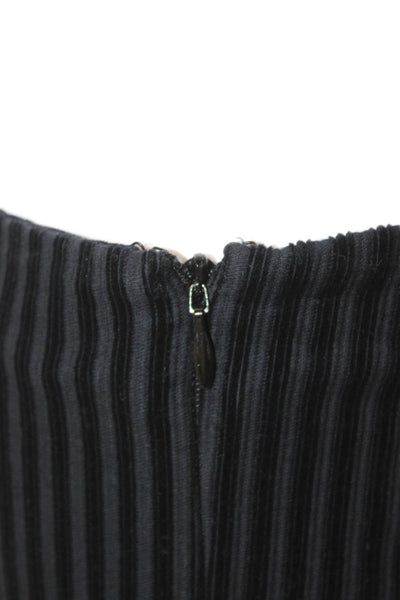 Frame Womens Cropped Dress Pants Dark Blue Striped Zip 98% Cotton Size 2