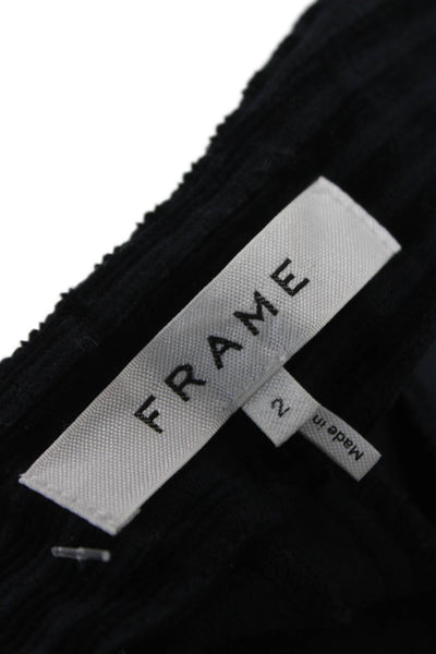 Frame Womens Cropped Dress Pants Dark Blue Striped Zip 98% Cotton Size 2