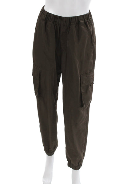 Alo Womens Cropped Utility Pants Blue Cotton Button Size XS