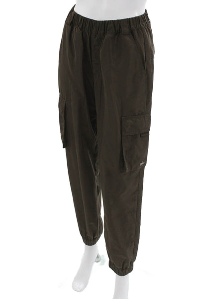 Alo Womens Cropped Utility Pants Blue Cotton Button Size XS