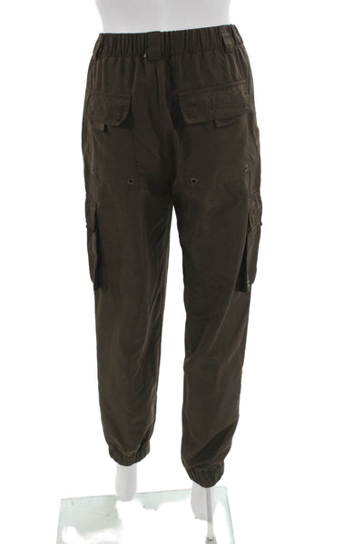 Alo Womens Cropped Utility Pants Blue Cotton Button Size XS