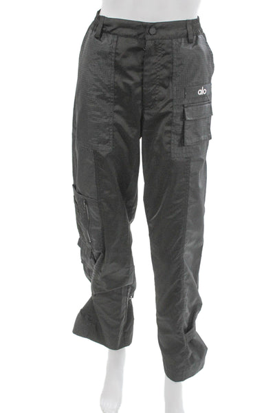 Alo Unisex Cargo Windbreaker Pants Black Army Size 2XS
