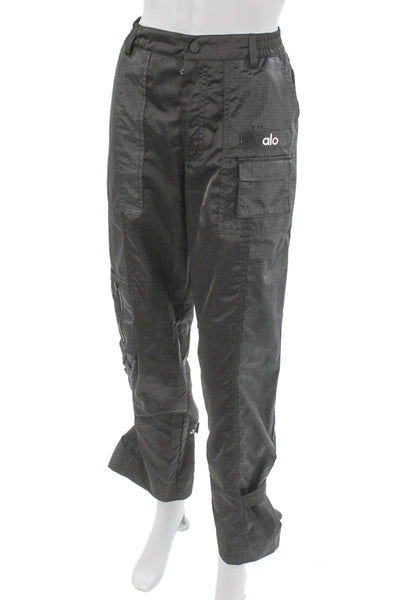 Alo Unisex Cargo Windbreaker Pants Black Army Size 2XS