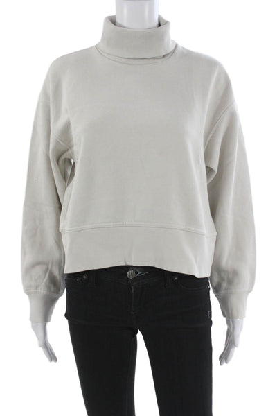 Zara Women Beige Turtleneck Pullover Long Sleeve Cotton Polyester Size S