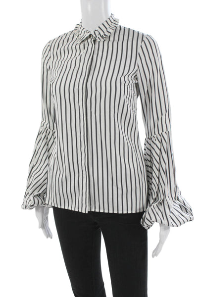 IRO Women Basic Gray Geometric Collared Long Sleeve Polyester Blouse Size 36