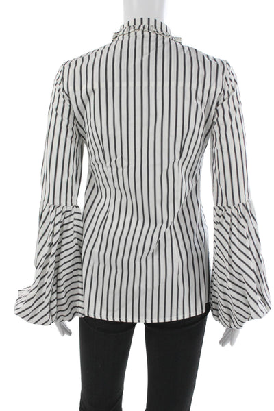Caroline Constas Women Blouse White Striped Long Sleeve Size XS