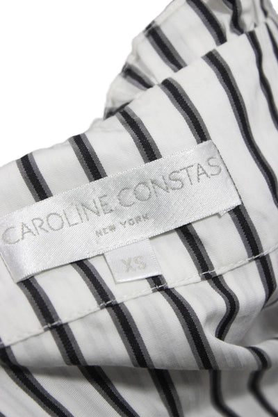 Caroline Constas Women Blouse White Striped Long Sleeve Size XS