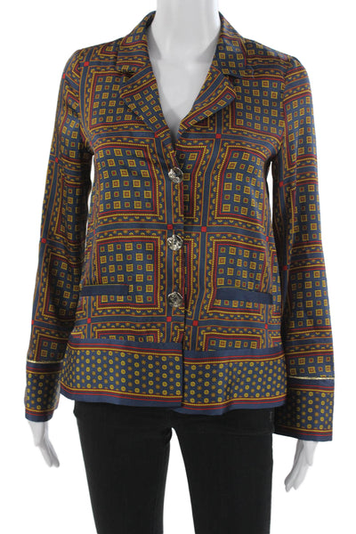 Trf Collection Zara Women Navy Geometric Collared Blazer Long Sleeve Size XS