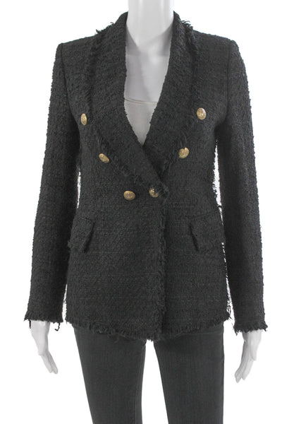 Zara Womens Black V-Neck Button Blazer Long Sleeve Polyester Size XS