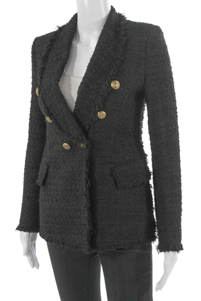 Zara Womens Black V-Neck Button Blazer Long Sleeve Polyester Size XS