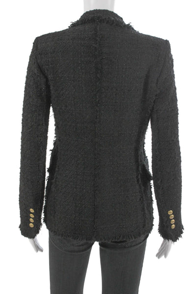 Zara Womens Black V-Neck Button Blazer Long Sleeve Polyester Size XS