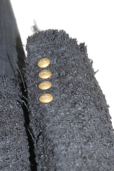 Zara Womens Black V-Neck Button Blazer Long Sleeve Polyester Size XS