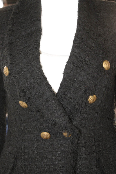 Zara Womens Black V-Neck Button Blazer Long Sleeve Polyester Size XS