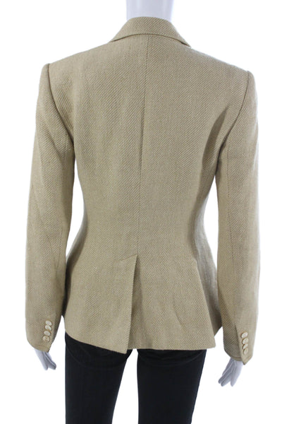 Ralph Lauren Blue Label Women Basic Jacket Linen Beige Herringbone Size 4