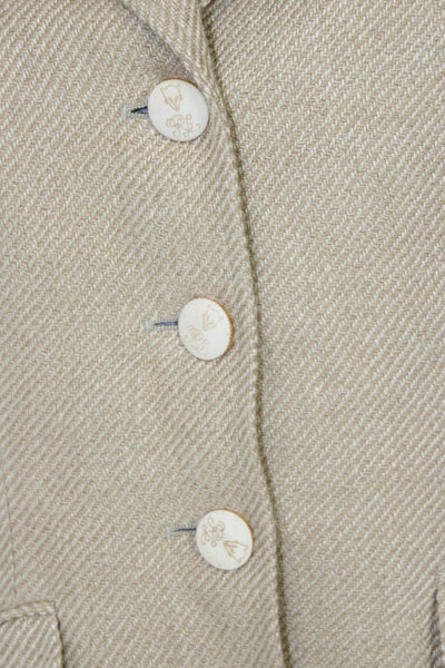Ralph Lauren Blue Label Women Basic Jacket Linen Beige Herringbone Size 4