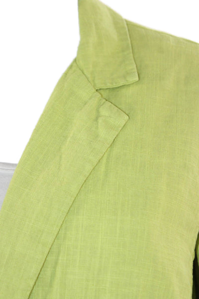 Free People Womens Linen One Button Long Sleeve Blazer Shorts Set Green Size 4