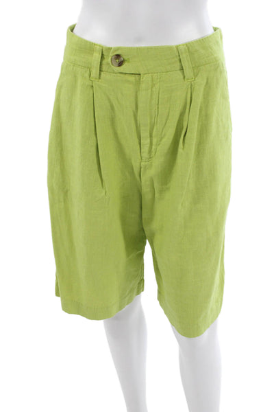 Free People Womens Linen One Button Long Sleeve Blazer Shorts Set Green Size 4