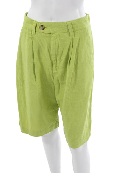 Free People Womens Linen One Button Long Sleeve Blazer Shorts Set Green Size 4