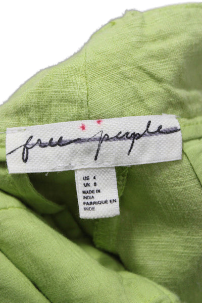 Free People Womens Linen One Button Long Sleeve Blazer Shorts Set Green Size 4