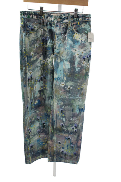 We The Free Womens Floral Straight Jeans High Rise 32 Cotton Size 26