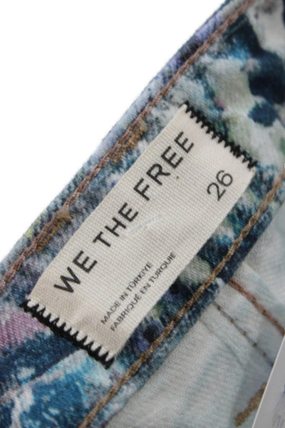We The Free Womens Floral Straight Jeans High Rise 32 Cotton Size 26
