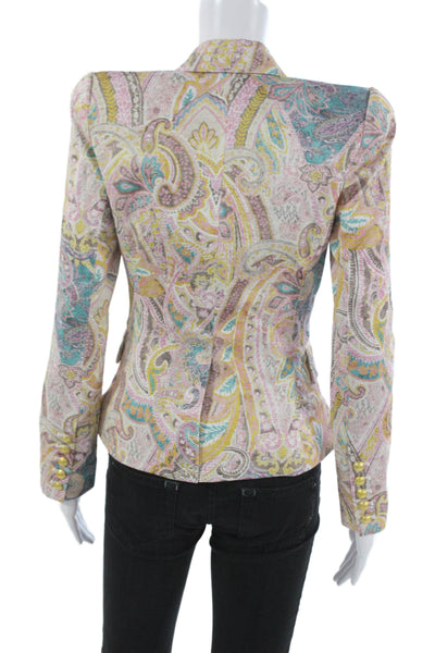 L'Agence Womens Paisley Cotton Basic Jacket Button Long Sleeve Size 00