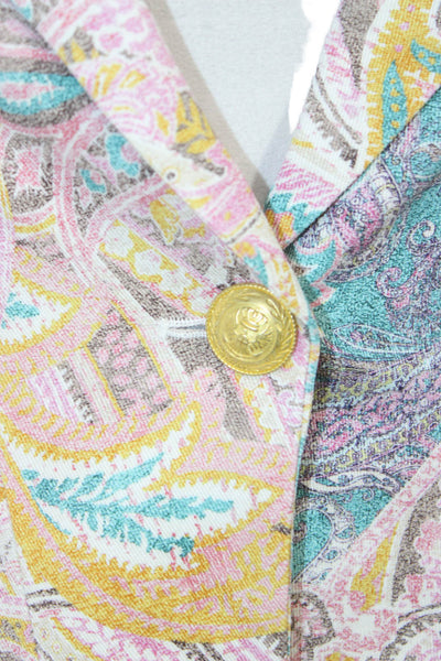 L'Agence Womens Paisley Cotton Basic Jacket Button Long Sleeve Size 00