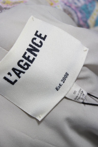L'Agence Womens Paisley Cotton Basic Jacket Button Long Sleeve Size 00