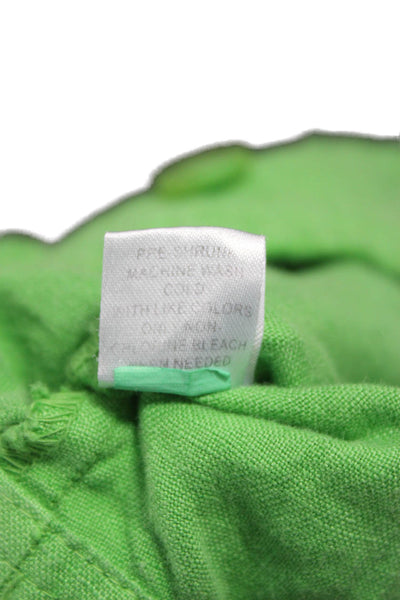 Lulu B Womens Basic Jacket Linen Green Collared Button Long Sleeve Size XS