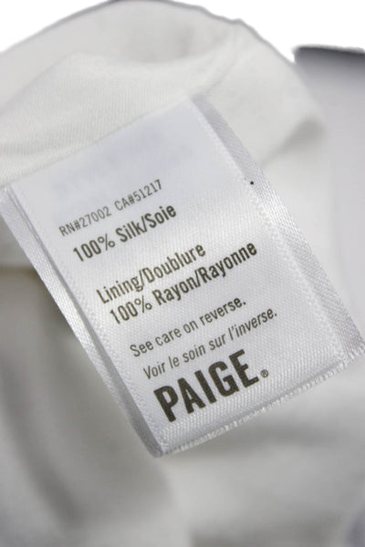 Paige Black Label Womens Fit&Flare Silk V-Neck Short Sleeve White Dress Size M