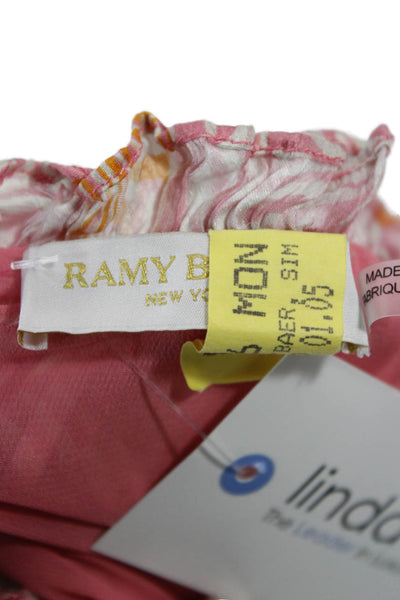 Ramy Brook Women Pink Silk Halter Mini Dress Tropical Tie Back Petite Size S