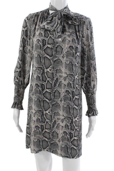 Rebecca Taylor Womens Silk Animal Print Shift Dress Longsleeve Size 4