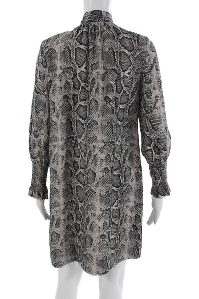 Rebecca Taylor Womens Silk Animal Print Shift Dress Longsleeve Size 4