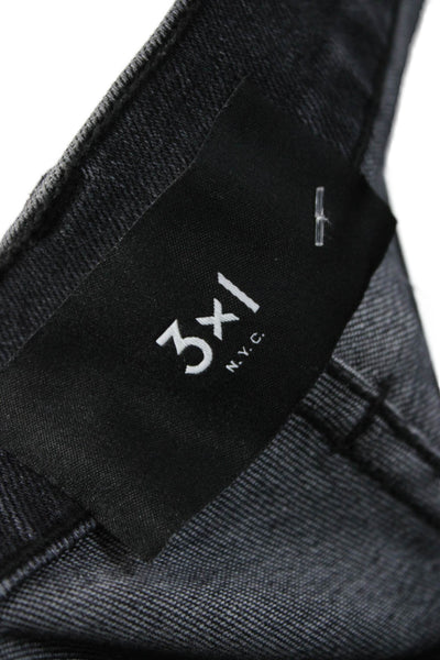 3x1 NYC Womens Straight Jeans Gray Cotton Mid Rise Button 26in Size 25