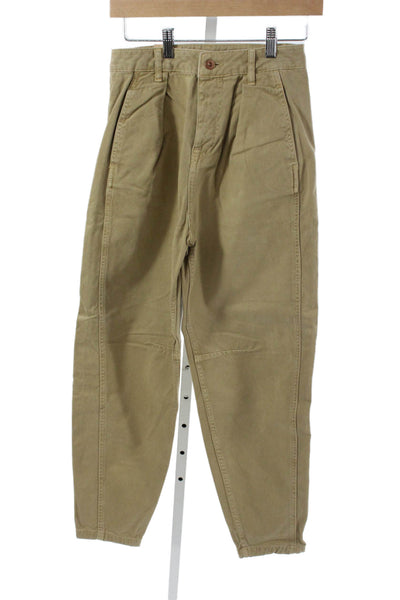 Zara Women Chino Pants Beige Cotton Button Closure Size 2