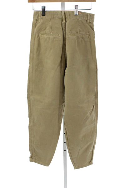 Zara Women Chino Pants Beige Cotton Button Closure Size 2
