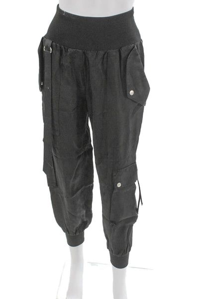 Cinq à Sept Womens Cargo Pants Black Cupro Pull On Size XS
