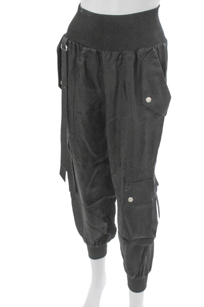 Cinq à Sept Womens Cargo Pants Black Cupro Pull On Size XS