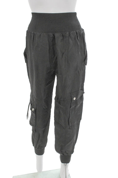 Cinq à Sept Womens Cargo Pants Black Cupro Pull On Size XS