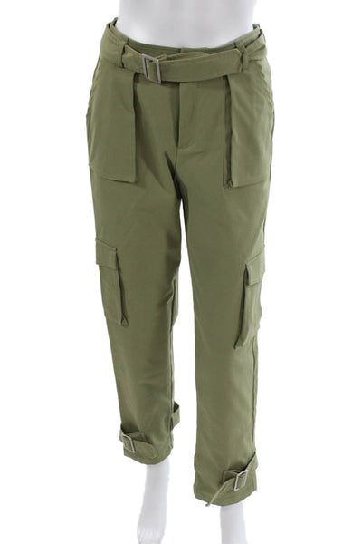Choosy Womens Cargo Pants Green Rayon Blend Zip Size 2