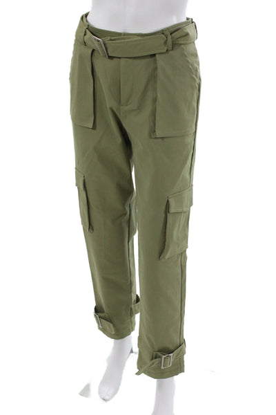 Choosy Womens Cargo Pants Green Rayon Blend Zip Size 2