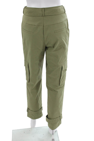 Choosy Womens Cargo Pants Green Rayon Blend Zip Size 2