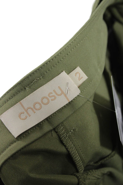Choosy Womens Cargo Pants Green Rayon Blend Zip Size 2