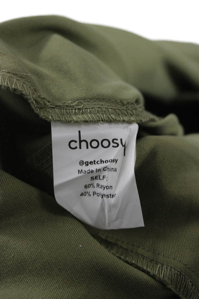Choosy Womens Cargo Pants Green Rayon Blend Zip Size 2