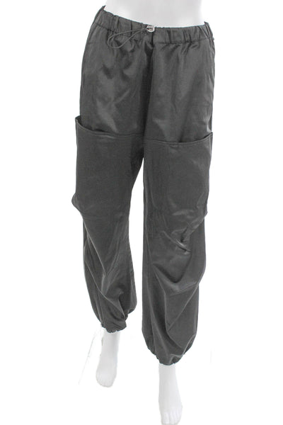 Zara Women Cargo Pants Gray Drawstring Polyester Size S