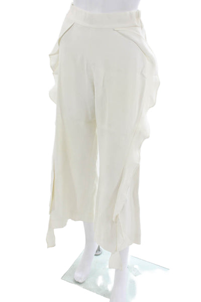 Jonathan Simkhai Women Cropped White Viscose Pants Size S
