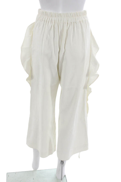 Jonathan Simkhai Women Cropped White Viscose Pants Size S