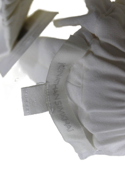 Jonathan Simkhai Women Cropped White Viscose Pants Size S