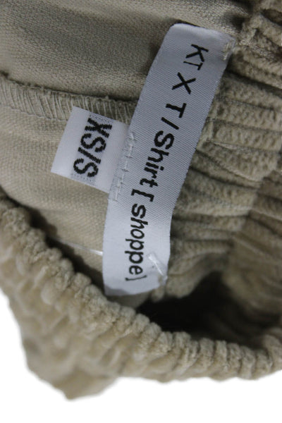KT x T/Shirt Womens Corduroy Cargo Jogger Pants Beige Pull On Size XS